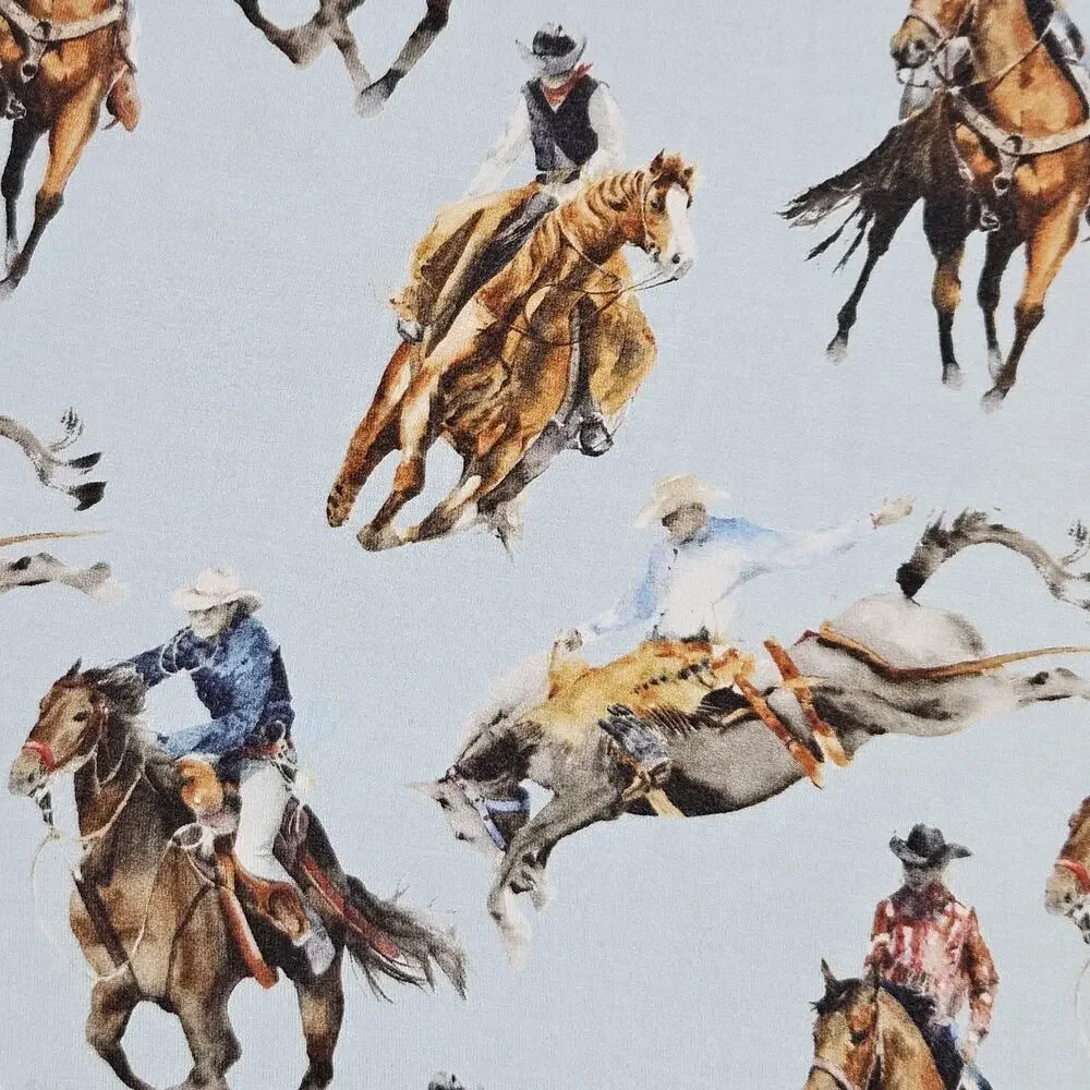 Posh Peanut Clint Swaddle Blanket Bamboo Western Cowboy Horse Nursery Boy Blue